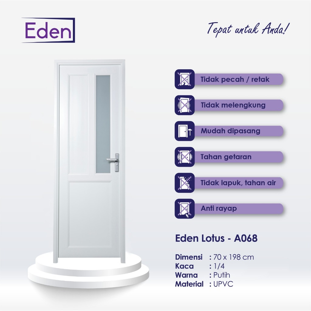 PINTU EDEN LOTUS A068 UPVC WHITE KANAN